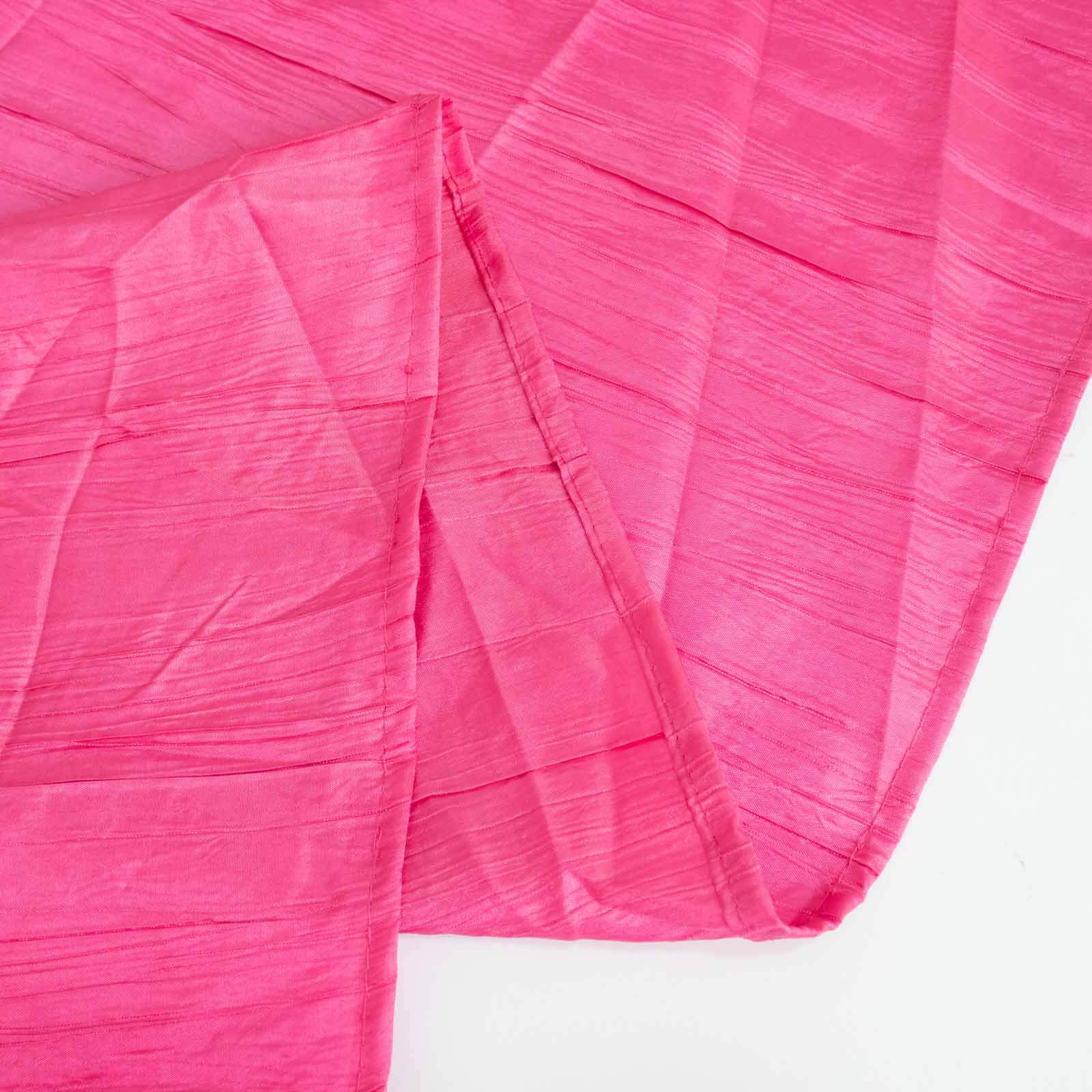 Taffeta 132" Round Tablecloth Fuchsia - Seamless Accordion Crinkle Table Cover