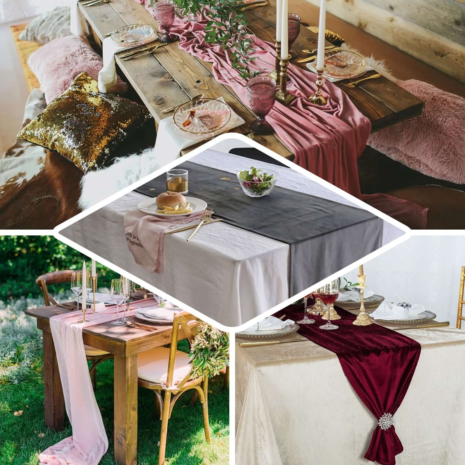 Premium Crushed Velvet 12"x108" Table Runner Fuchsia - Soft & Wrinkle-Resistant Table Linen