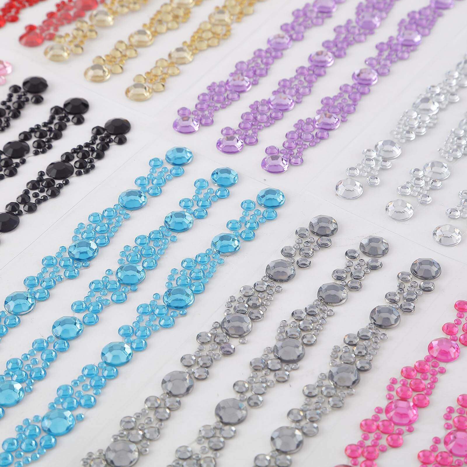 3 Pack Red Heptagon Self Adhesive Rhinestone Gem Craft Stickers