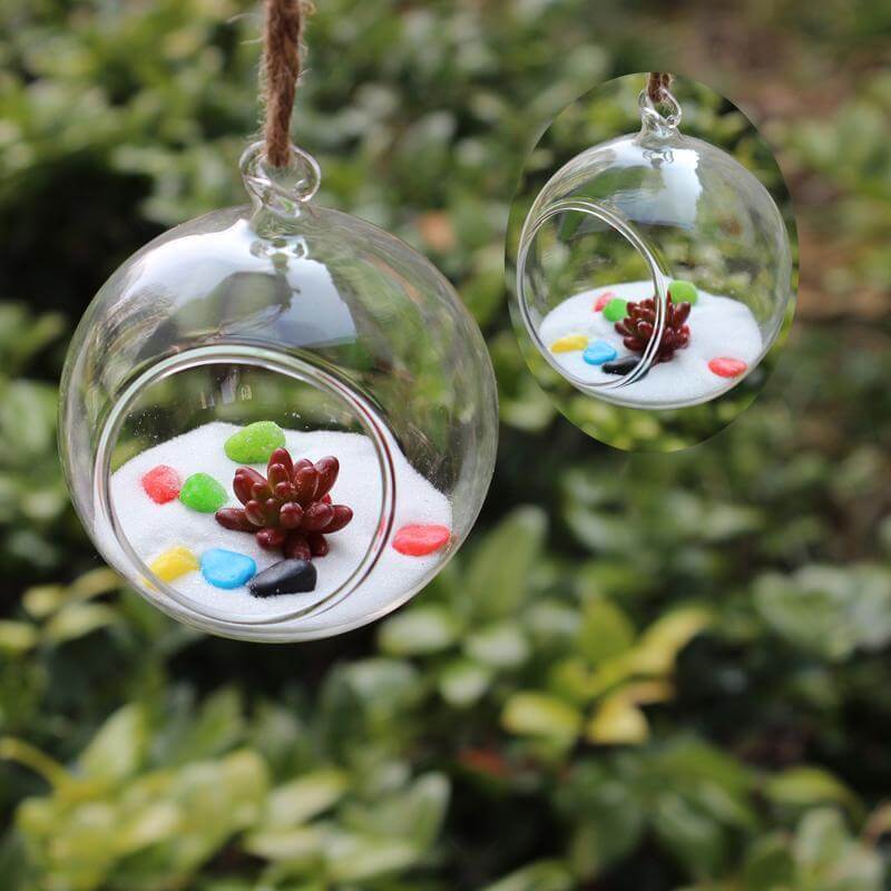 4-Pack Glass Terrarium Hanging Globe Design Free-Falling - Modern Planter for Air Plants & Displays 4"