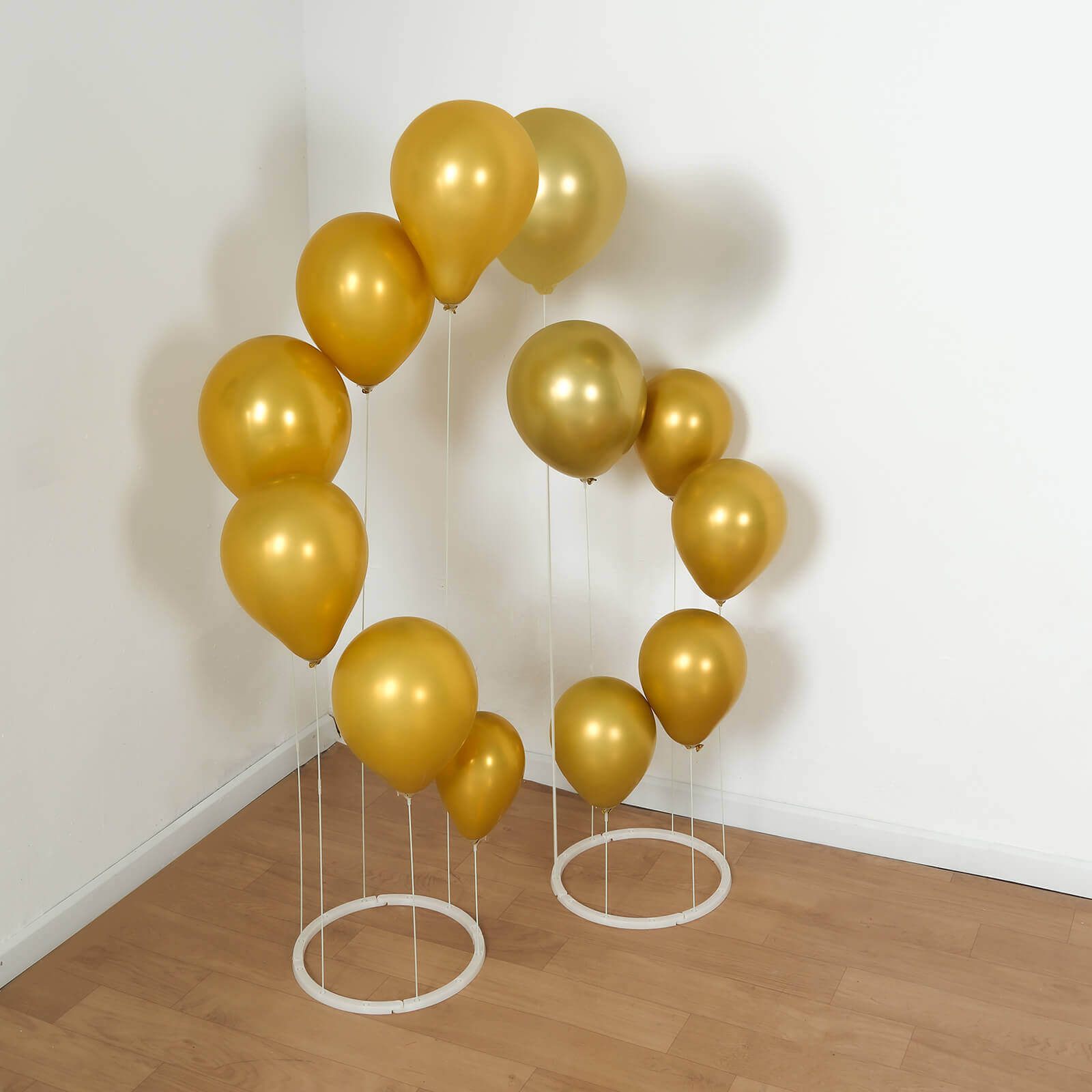 2-Pack 3ft Floating Balloon Floor Stand Kit – White Spiral Balloon Holder with Round Base for Party Decorations