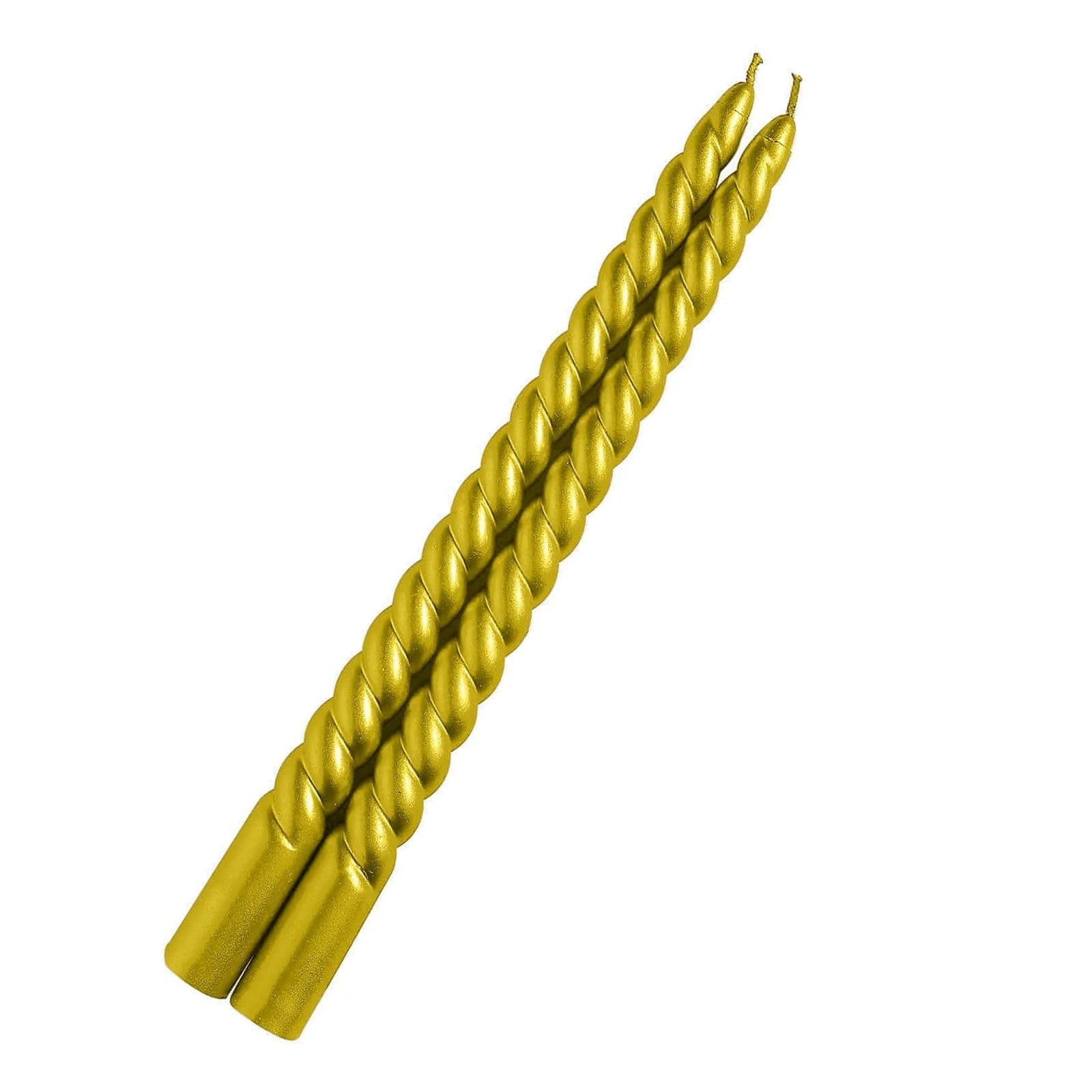 12-Pack Taper Candles Spiral Long Burn Wick Design Gold - Premium Unscented Wax Dinner Candle Sticks 11"
