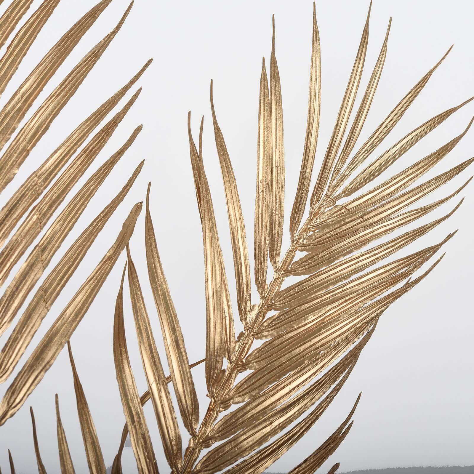 2 Stems Artificial Palm Leaf Branch Metallic Gold - Tropical Faux Stems Vase Filler Floral Backdrop Table Decor 32"