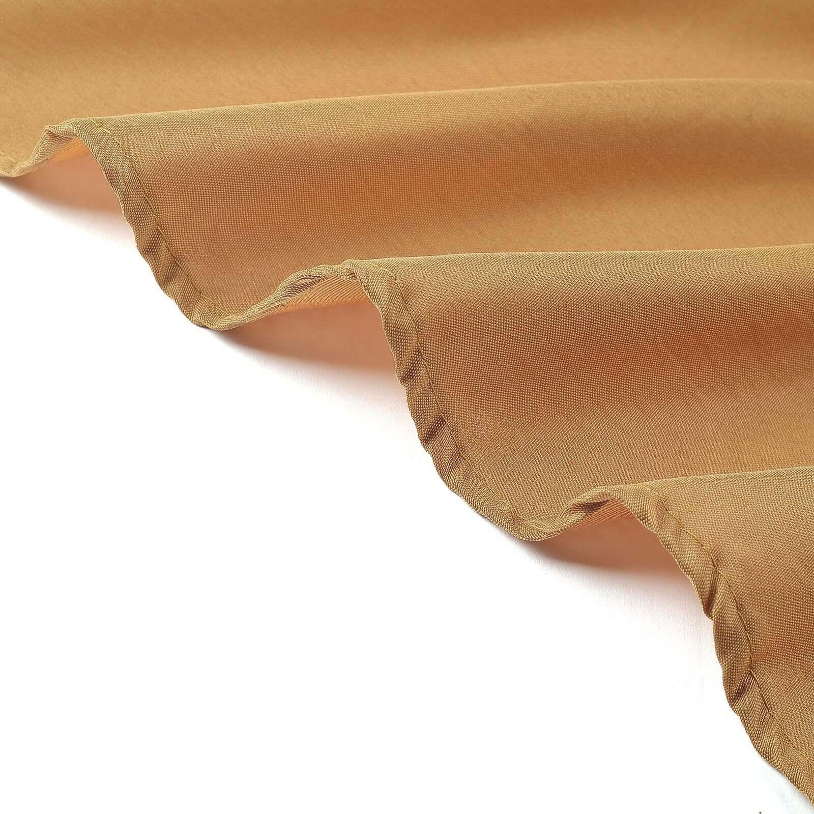 Polyester 132" Round Tablecloth Gold - Seamless Chic Design for Grand Celebrations