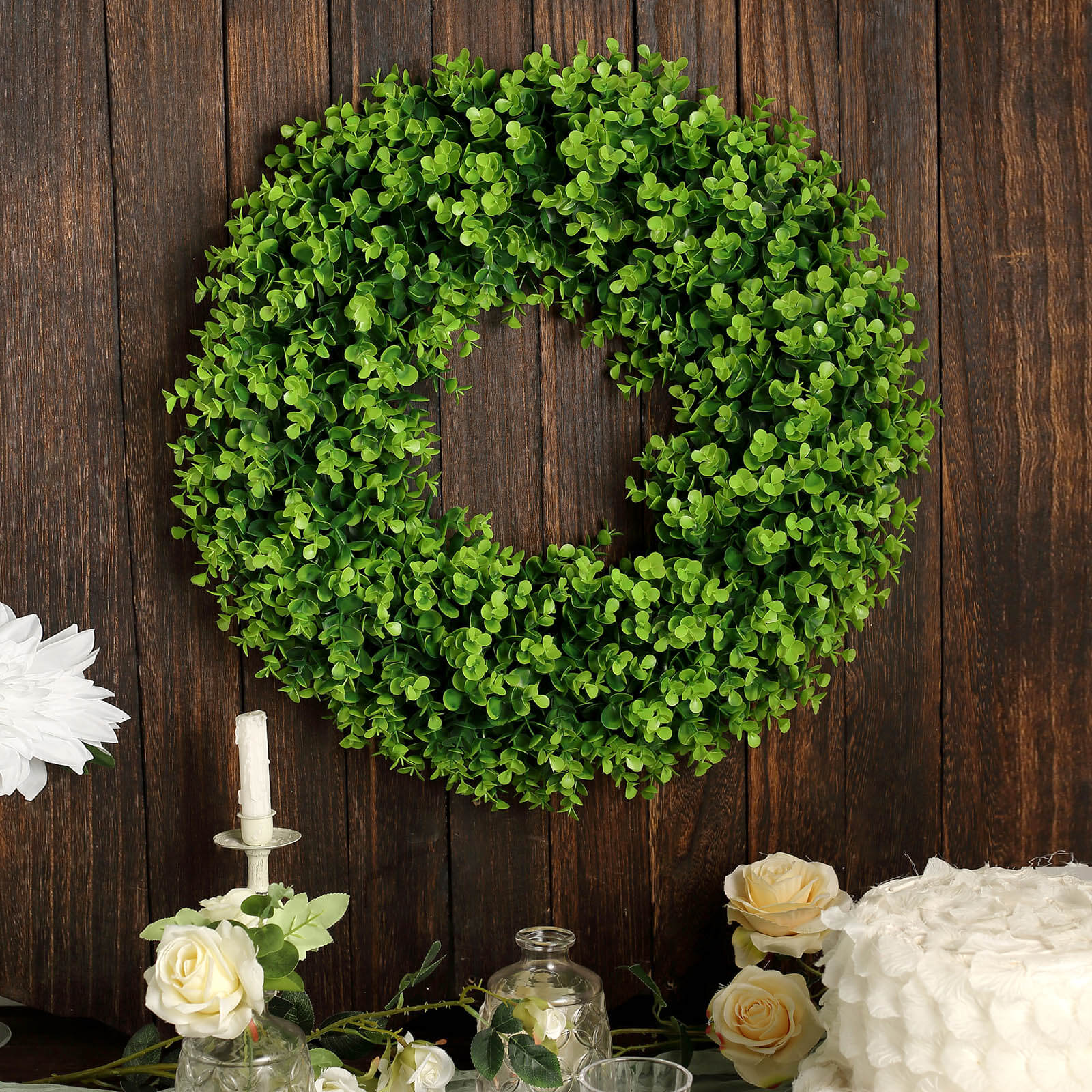 2 Pack 21" Green Artificial Lifelike Eucalyptus Leaf Spring Wreaths