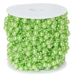 20.5 Yards 9mm 3mm Glossy Tea Green Faux Craft Pearl String Beads
