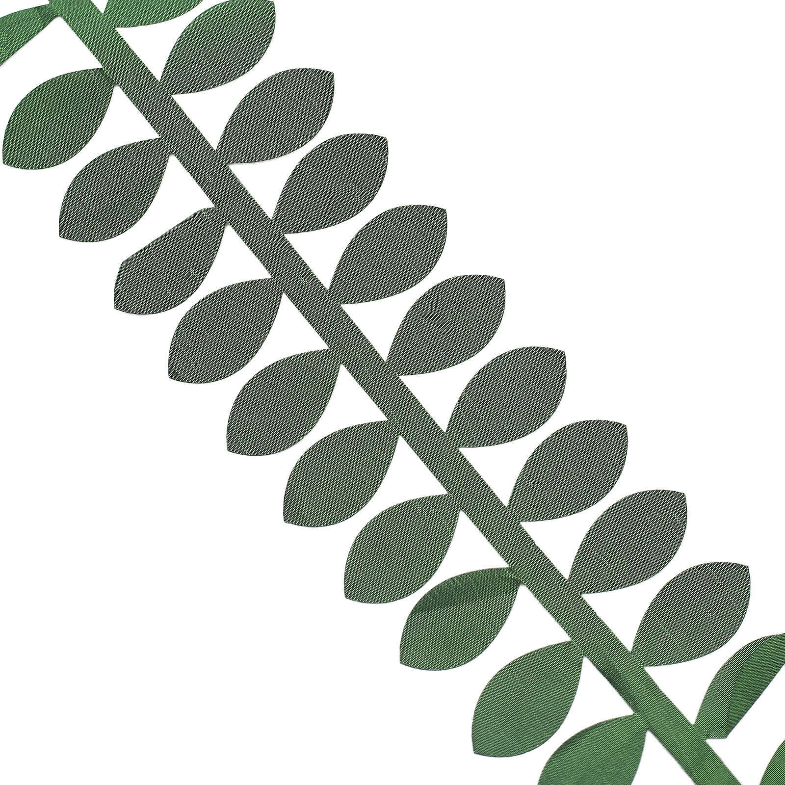 Taffeta Ribbon Sash with 4" Leaf Petal Design Green 50ft - Sophisticated Artificial Fabric Garland
