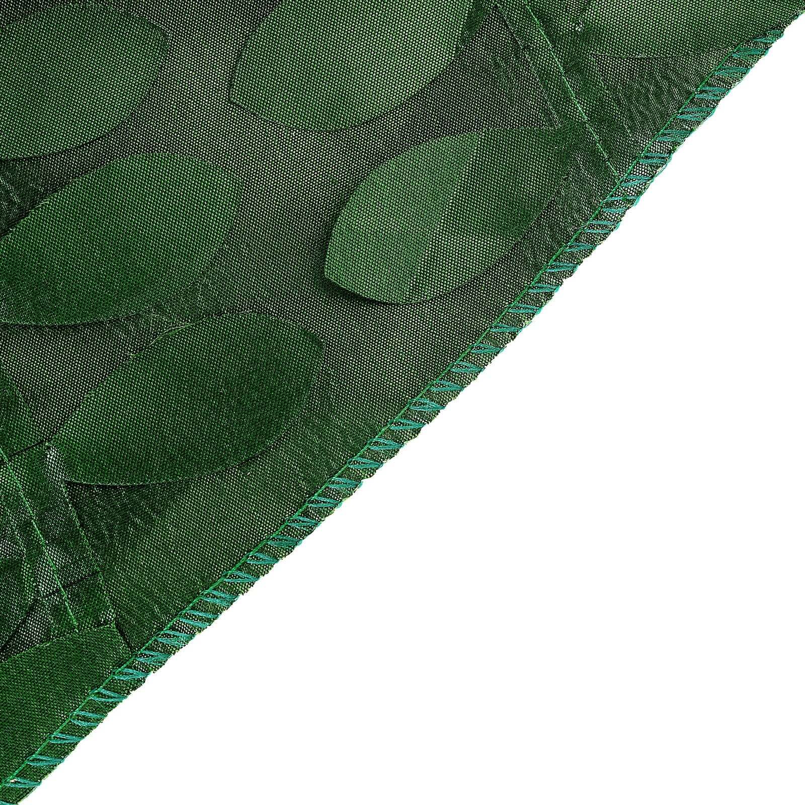Taffeta 132" Round Tablecloth Green Leaf | 3D Leaf Petal Design Seamless Table Cover