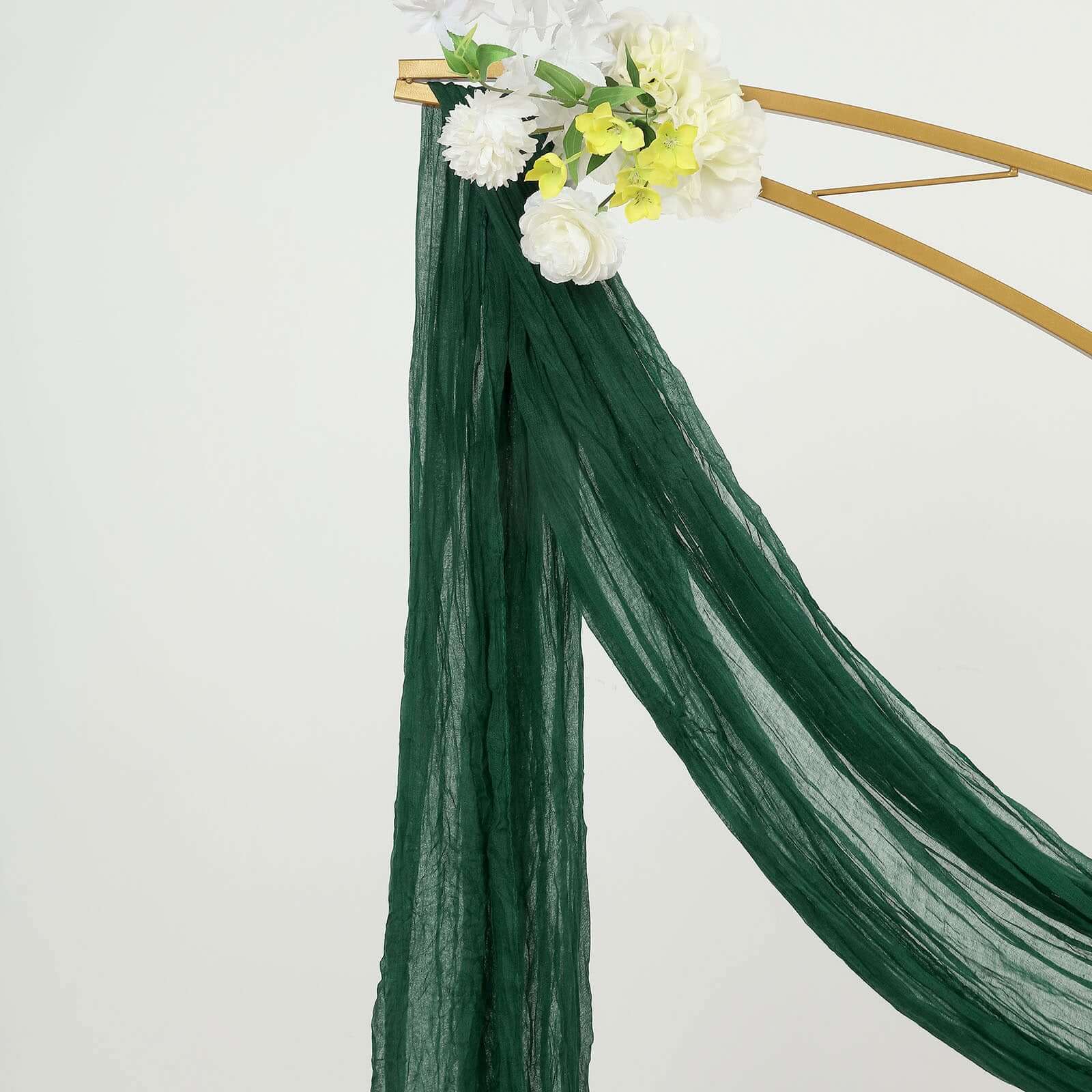 20ft Hunter Emerald Green Gauze Cheesecloth Fabric Wedding Arch Drapery, Window Scarf Valance, Boho Decor Arbor Curtain Panel