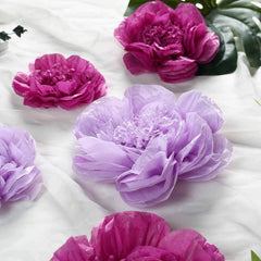 Set of 6 Lavender Eggplant Giant Peony 3D Paper Flowers Wall Decor - 12",16",20"