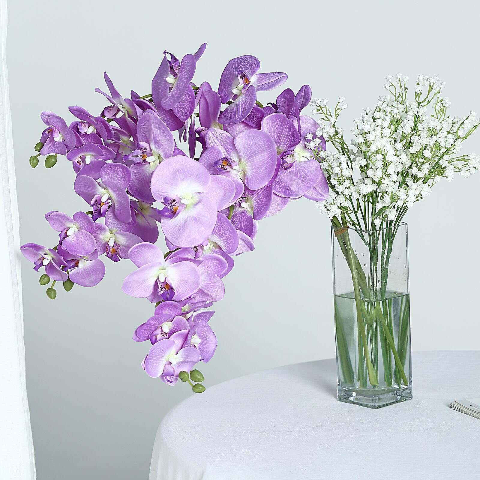 2 Stems 40" Tall Lavender Lilac Artificial Silk Orchid Flower Bouquets
