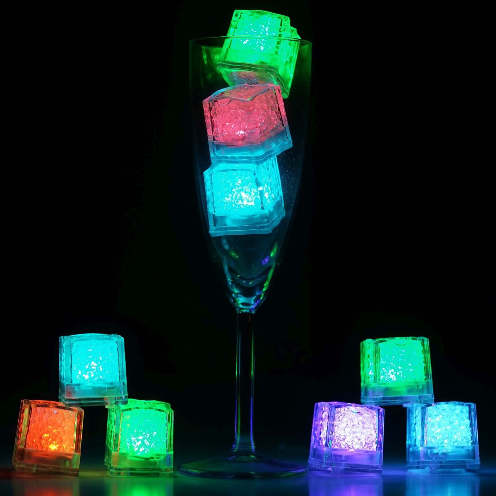 12-Pack LED Ice Cubes Submersible Multicolor Design - Adjustable Waterproof Party Lights