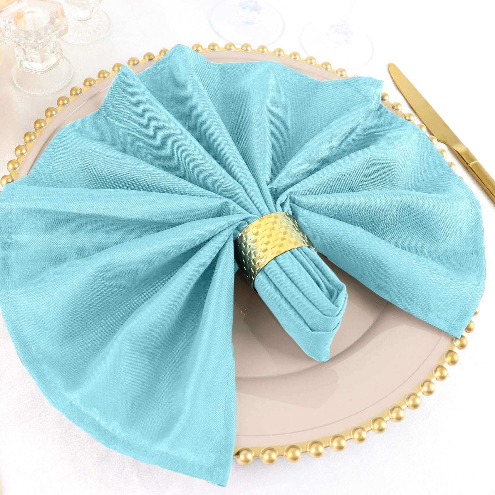 5 Pack Polyester 20"x20" Napkins Light Blue - Wrinkle Resistant & Easy Care Cloth Napkins