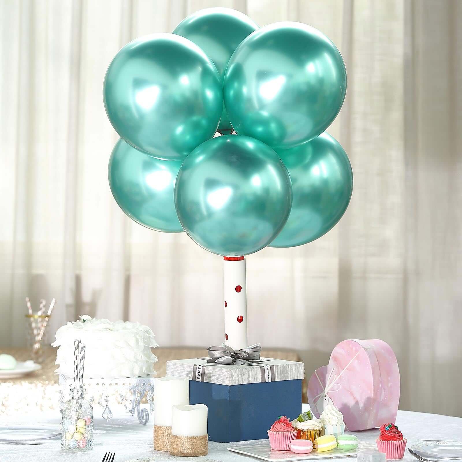 25 Pack 12" Metallic Chrome Green Latex Helium or Air Party Balloons