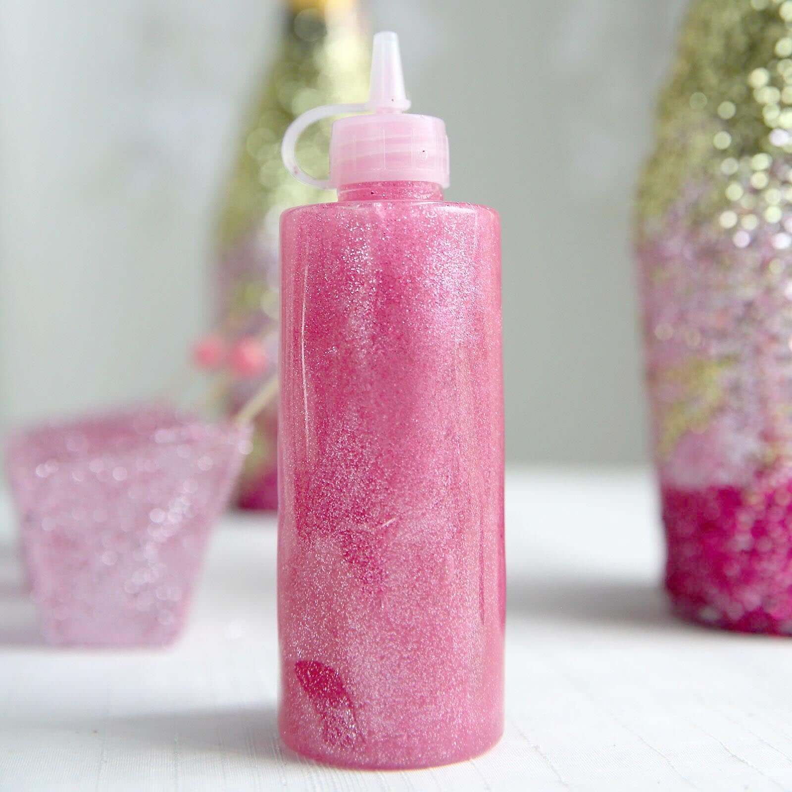 Metallic Glitter Glue Pink - Washable Nontoxic Art Glue for Fun DIY Projects Scrapbooking & Party Decor 4 oz Bottle