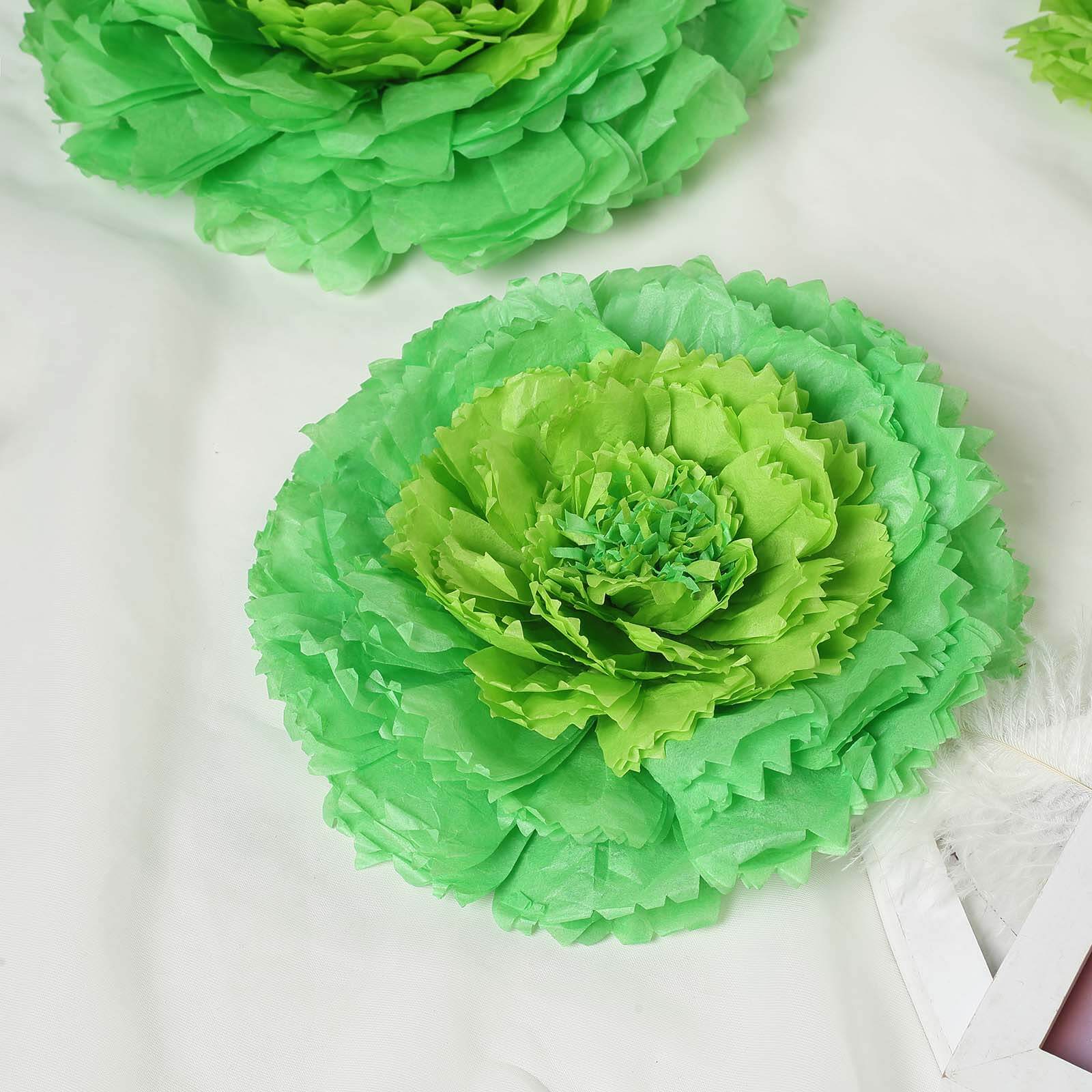Set of 6 Mint Green Giant Carnation 3D Paper Flowers Wall Decor - 12",16",20"