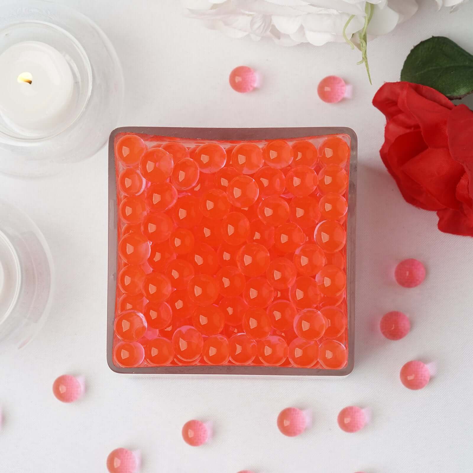 200-250 Pcs Water Gel Beads Vase Filler Red - Small Nontoxic Jelly Balls for Floating Candles & Floral Displays