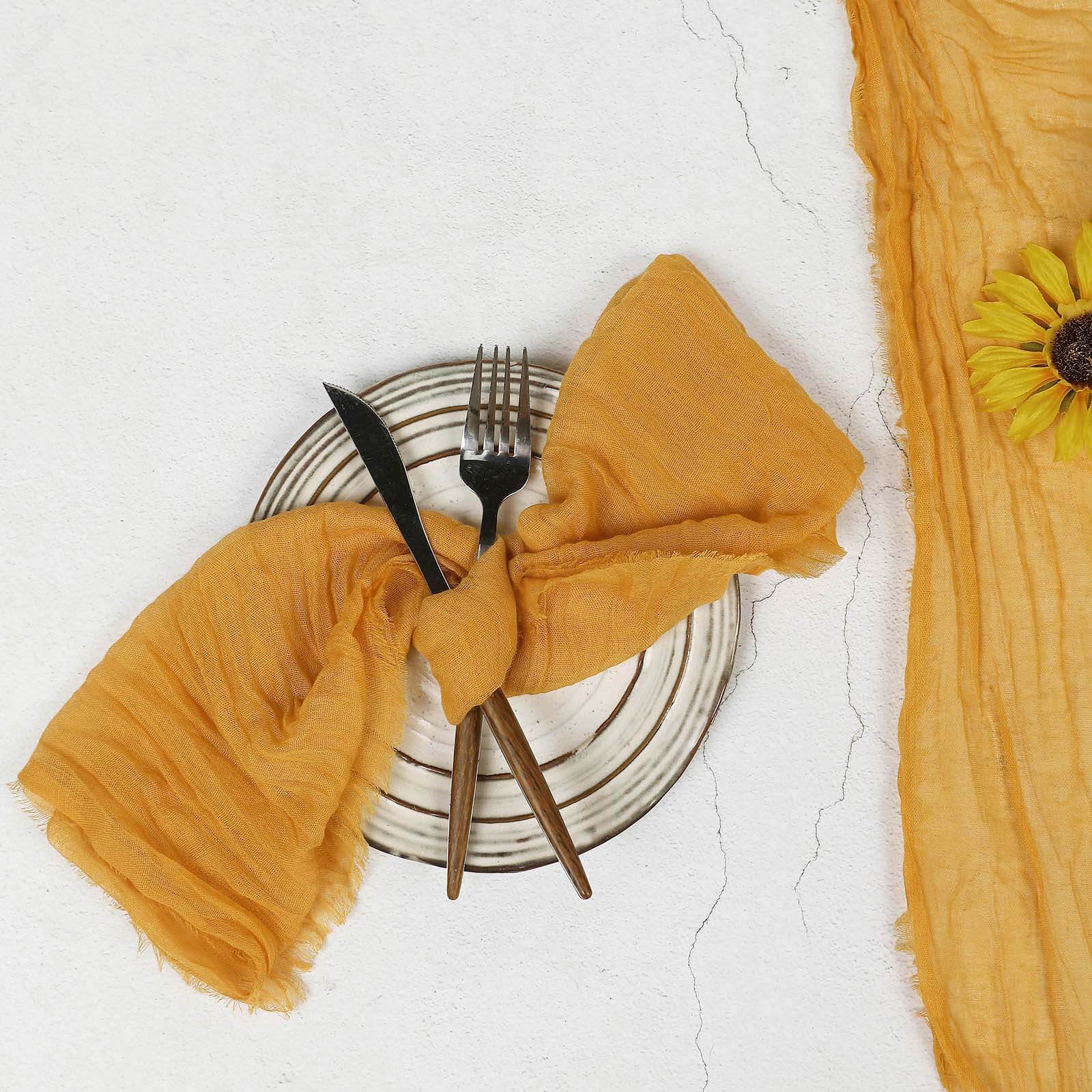 5 Pack Gauze Cheesecloth 24"x19" Napkins Mustard Yellow Reusable Dinner Napkins