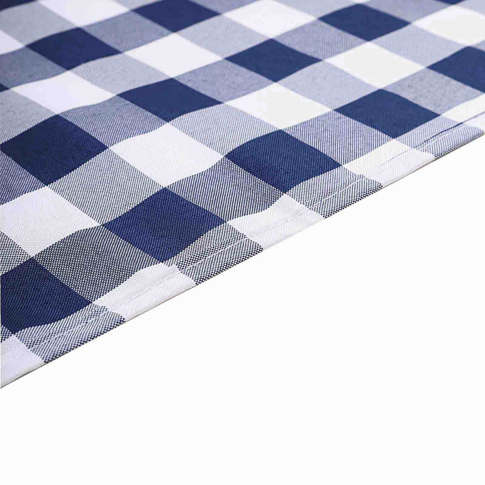 5 Pack Polyester Chair Sashes Navy Blue/White Buffalo Plaid - Durable & Reusable Chair Bows 6"x108"