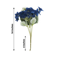 3 Pack 14" Navy Blue Artificial Silk Carnation Flower Arrangements, Faux Floral Bouquets Bushes