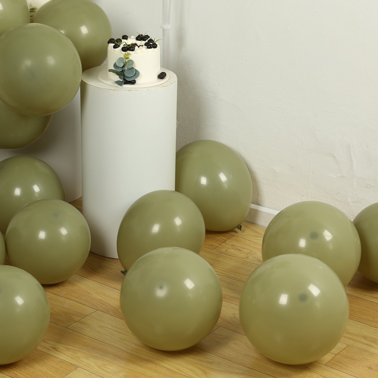 50 Pack Matte Pastel Olive Green Biodegradable Balloons 12", Round Eco-friendly Thick Latex Party Balloons