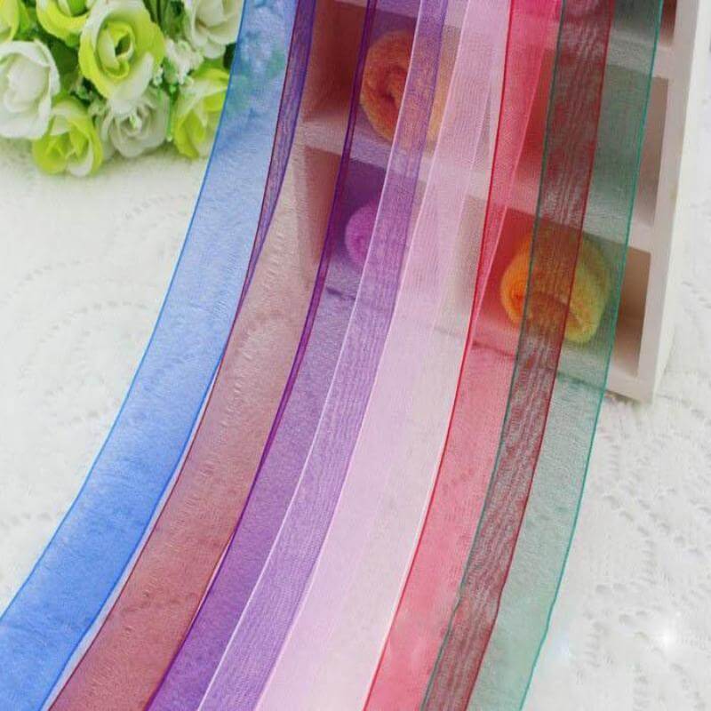 25 Yard 7 8" DIY Ivory Organza Ribbon With Mono Edge - Clearance SALE