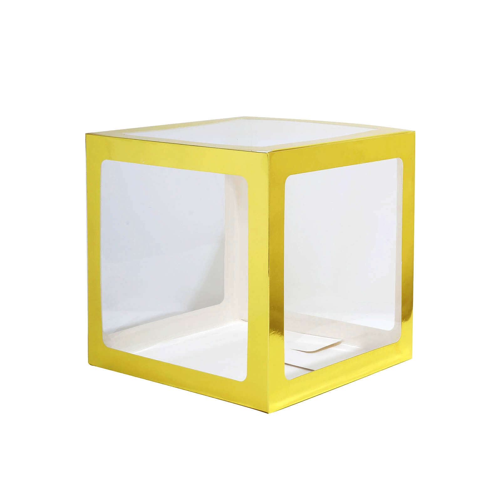 2 Pack 12" Metallic Gold Clear Baby Shower Party Decoration Boxes, Transparent DIY Balloon Boxes