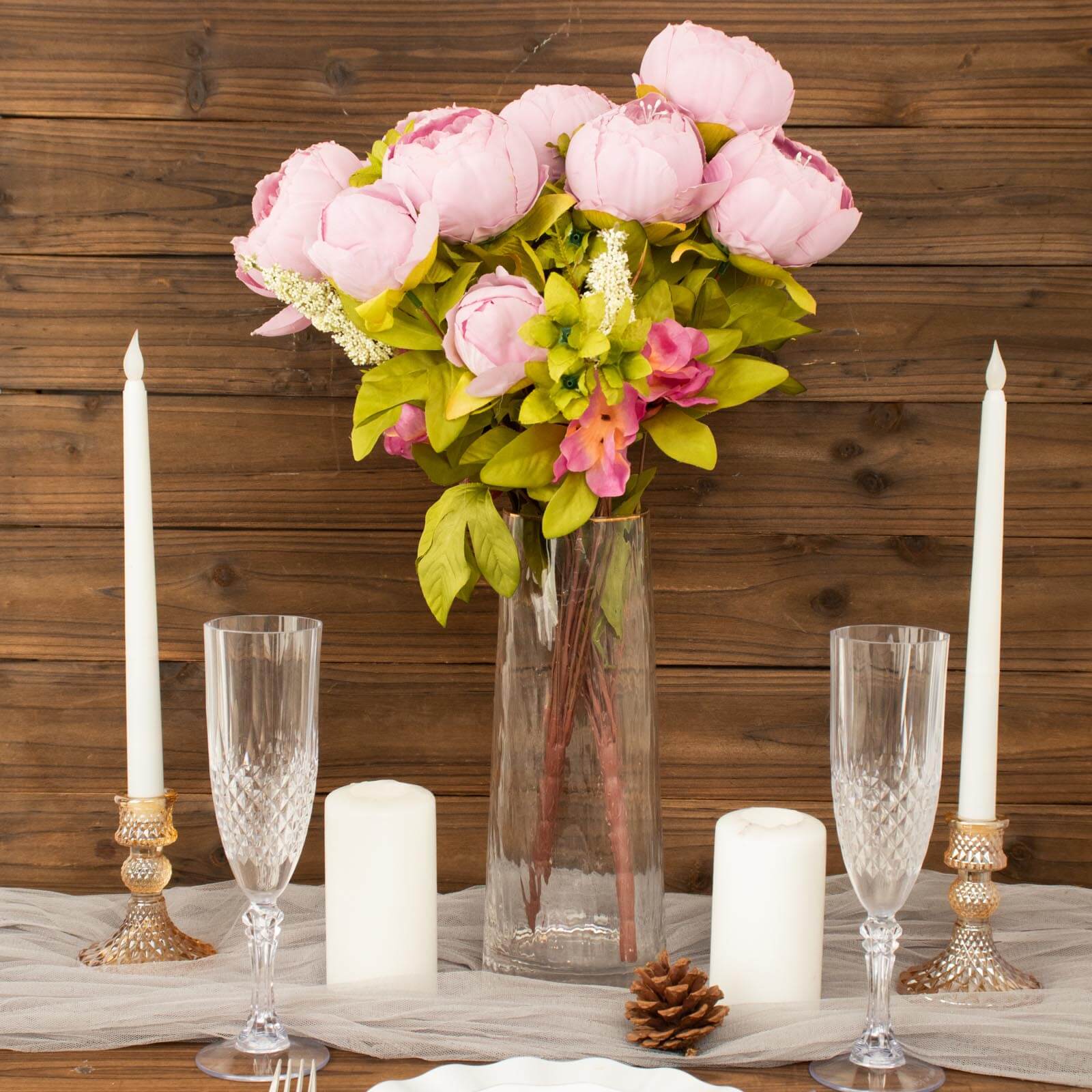 2 Pack 19" Lavender Lilac Artificial Peony Flower Wedding Bouquets, Faux Silk Flower Arrangements