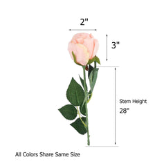 31" 24Pcs Red, Black Tip Long Stem Artificial Silk Roses Flowers