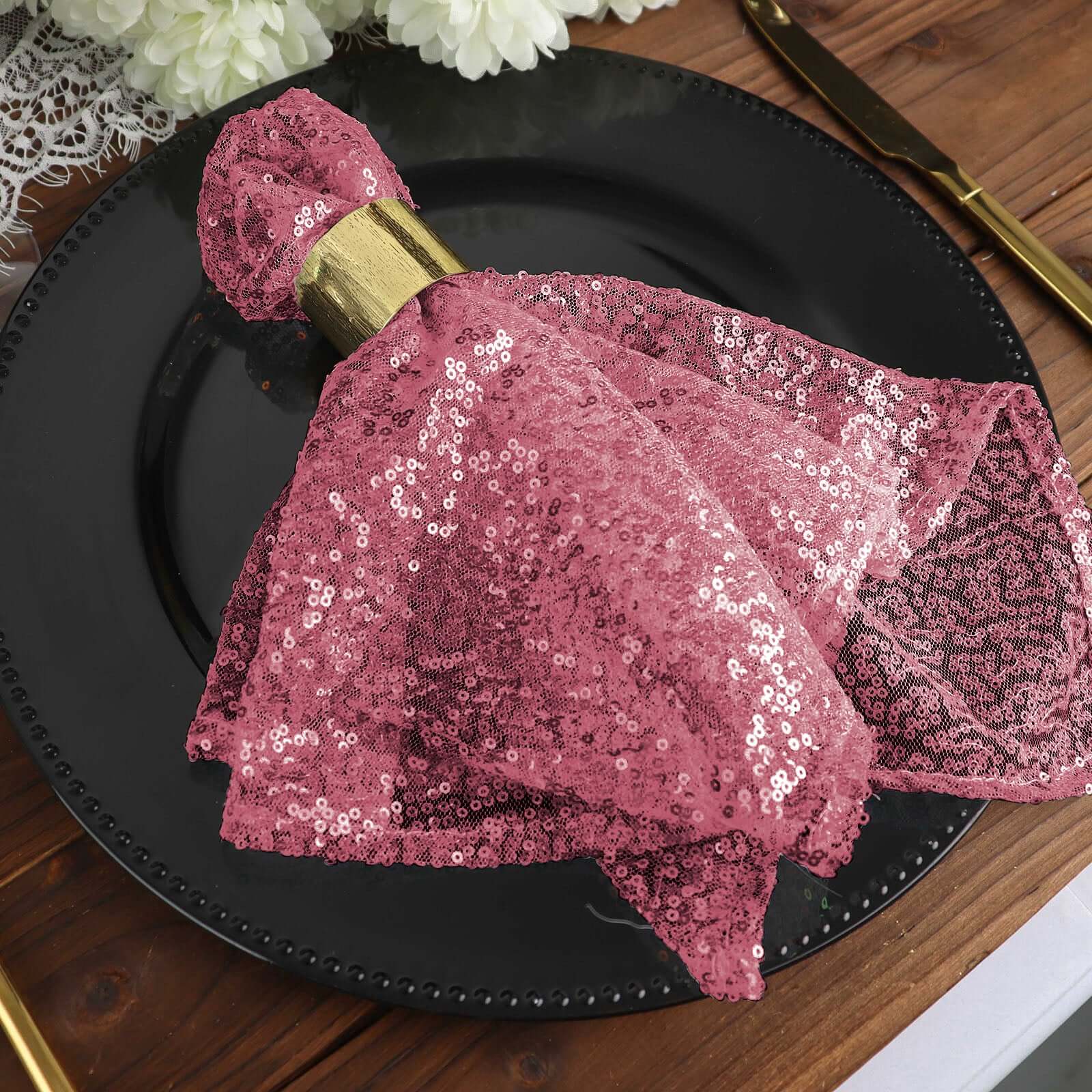 Sequin 20"x20" Napkin Pink - Shimmering Dinner Napkin