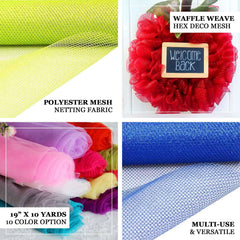 19"x10 Yards Apple Green Polyester Hex Deco Mesh Netting Fabric Roll