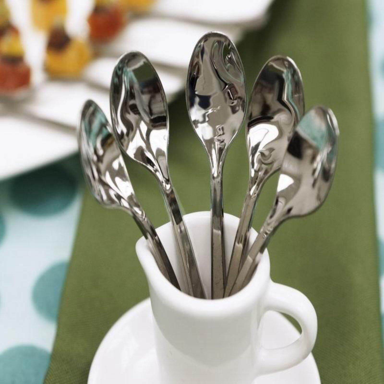 36-Pack Dessert Spoons Mini Heavy Duty Design Silver - Plastic Disposable Utensils for Catering and Gatherings 4"