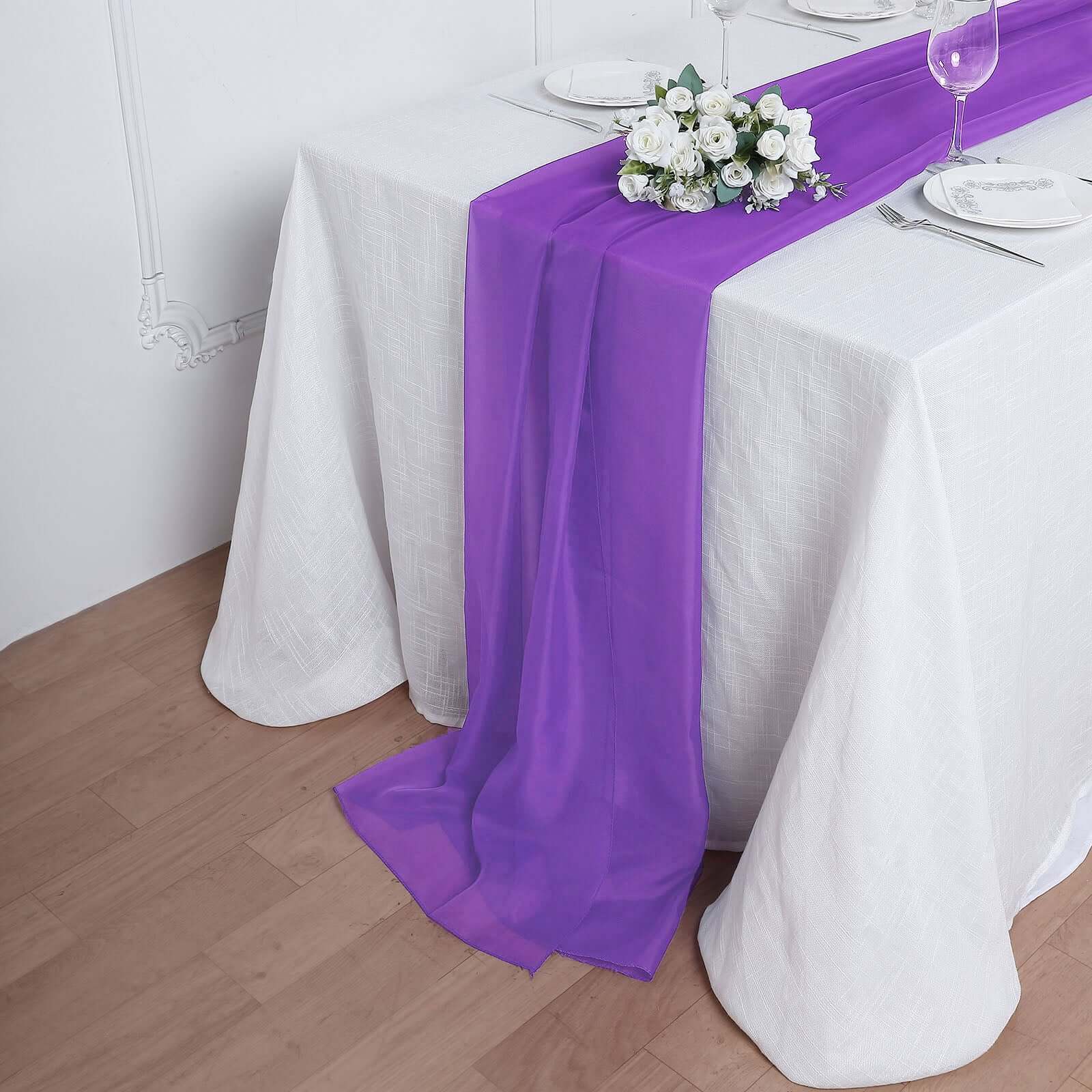 Premium Chiffon 6ft Table Runner Purple - Flowy & Lightweight Table Decor