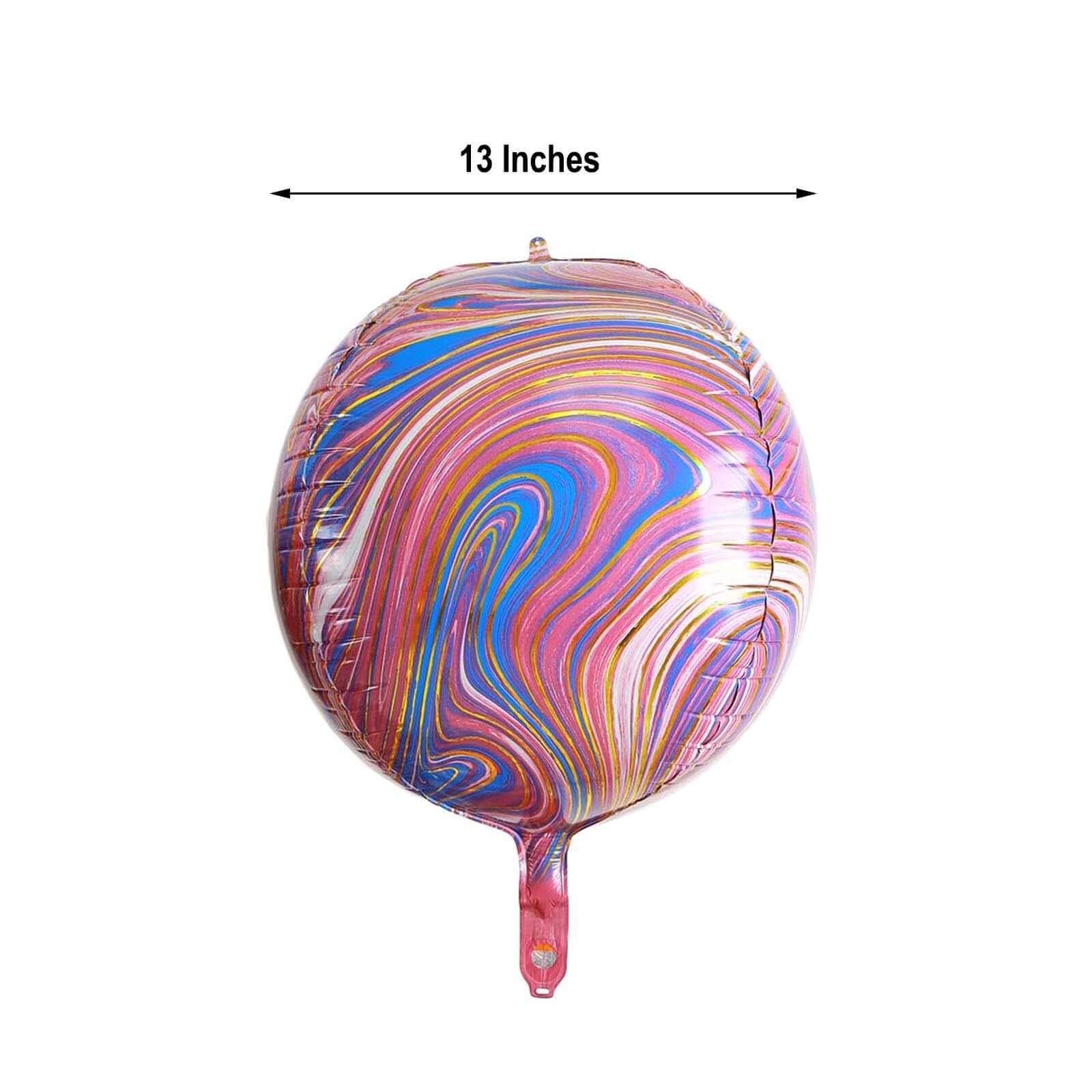 3 Pack 13" Purple Gold Marble Orbz Foil Balloons, 4D Sphere Mylar Balloons