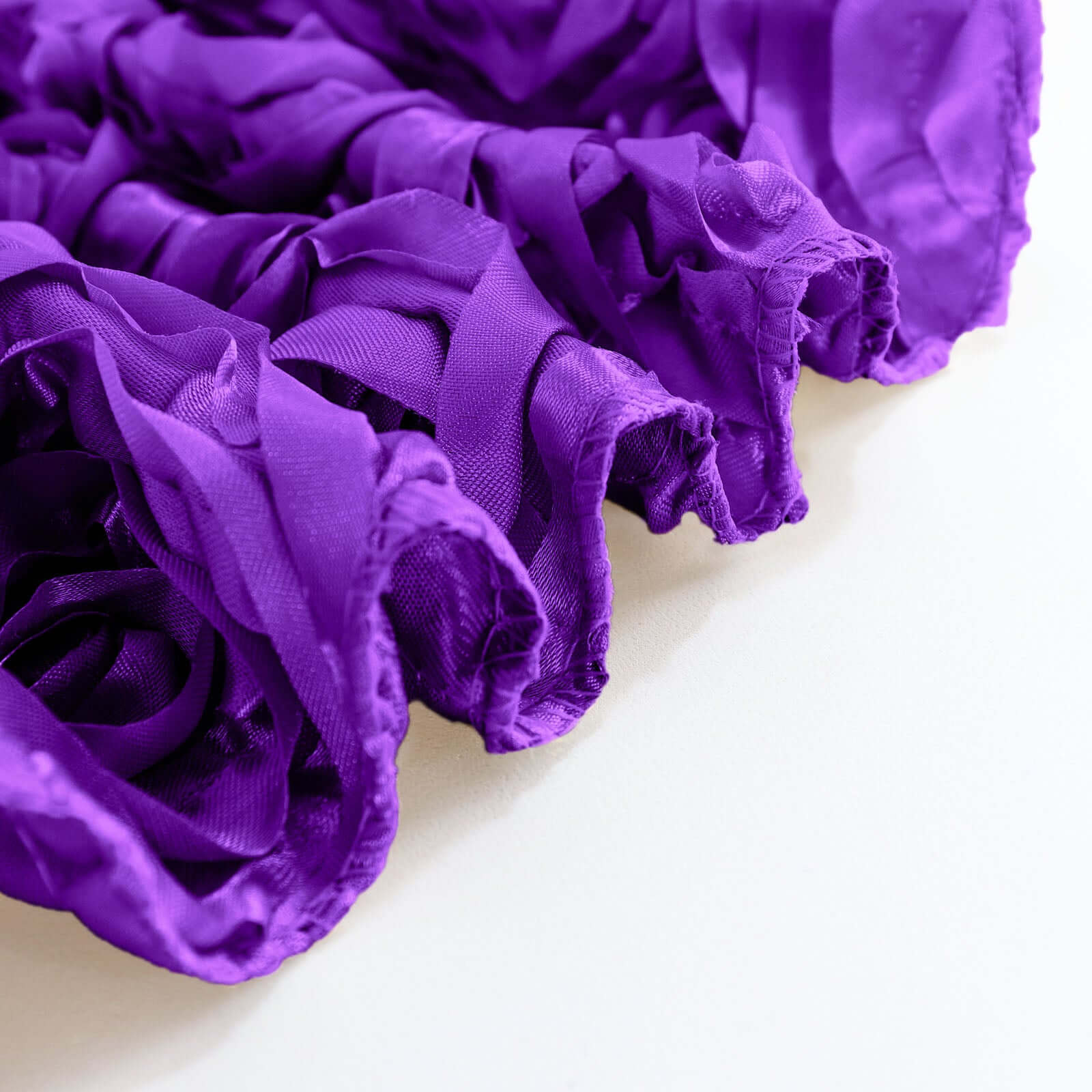 Satin 90"x156" Rectangle Tablecloth Purple - Grandiose 3D Rosette Table Cover with Seamless Finish