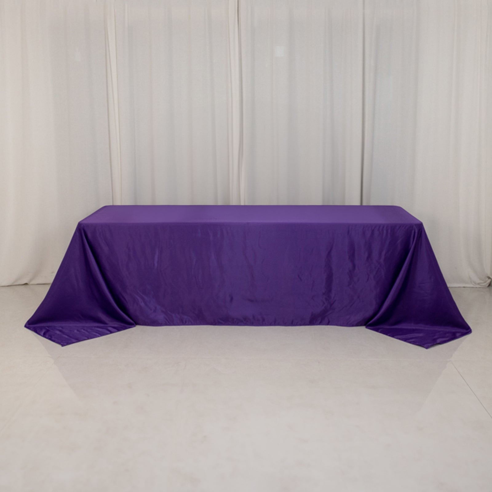 Lamour Satin 90"x156" Rectangle Tablecloth Purple - Luxurious, Soft Seamless Table Cover