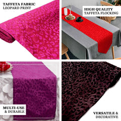54"x10 Yards Eggplant Leopard Print Taffeta Fabric Roll, DIY Animal Print Fabric Bolt