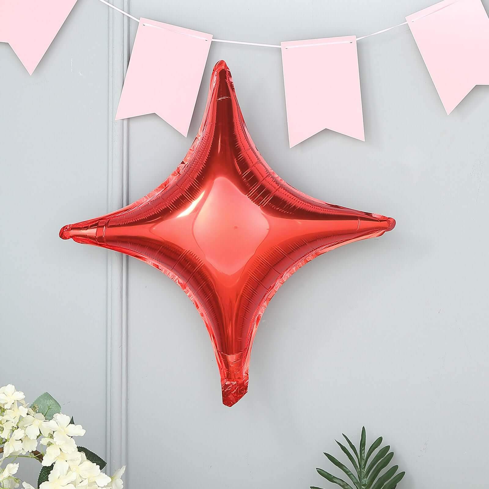 3 Pack 23" Shiny Red Quadrangle Star Mylar Foil Helium Air Balloon
