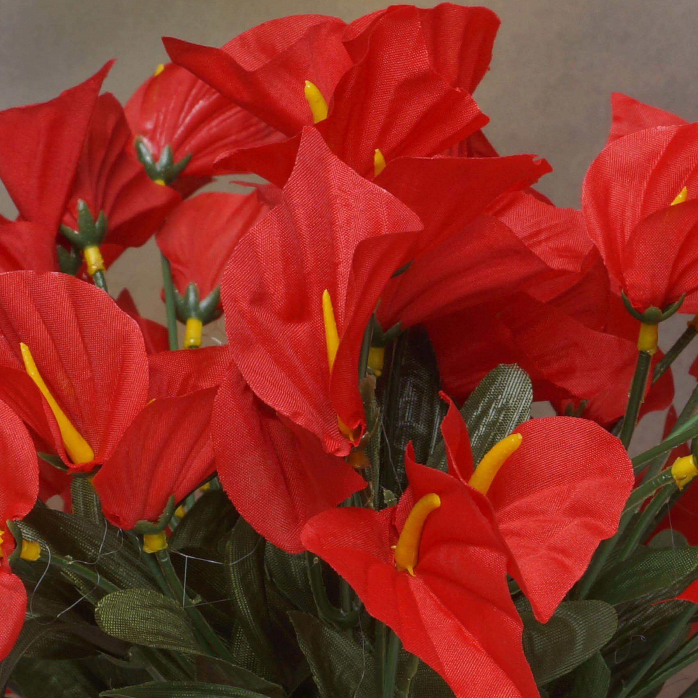 12 Bushes Red Artificial Silk Mini Calla Lily Flowers, Faux Lilies