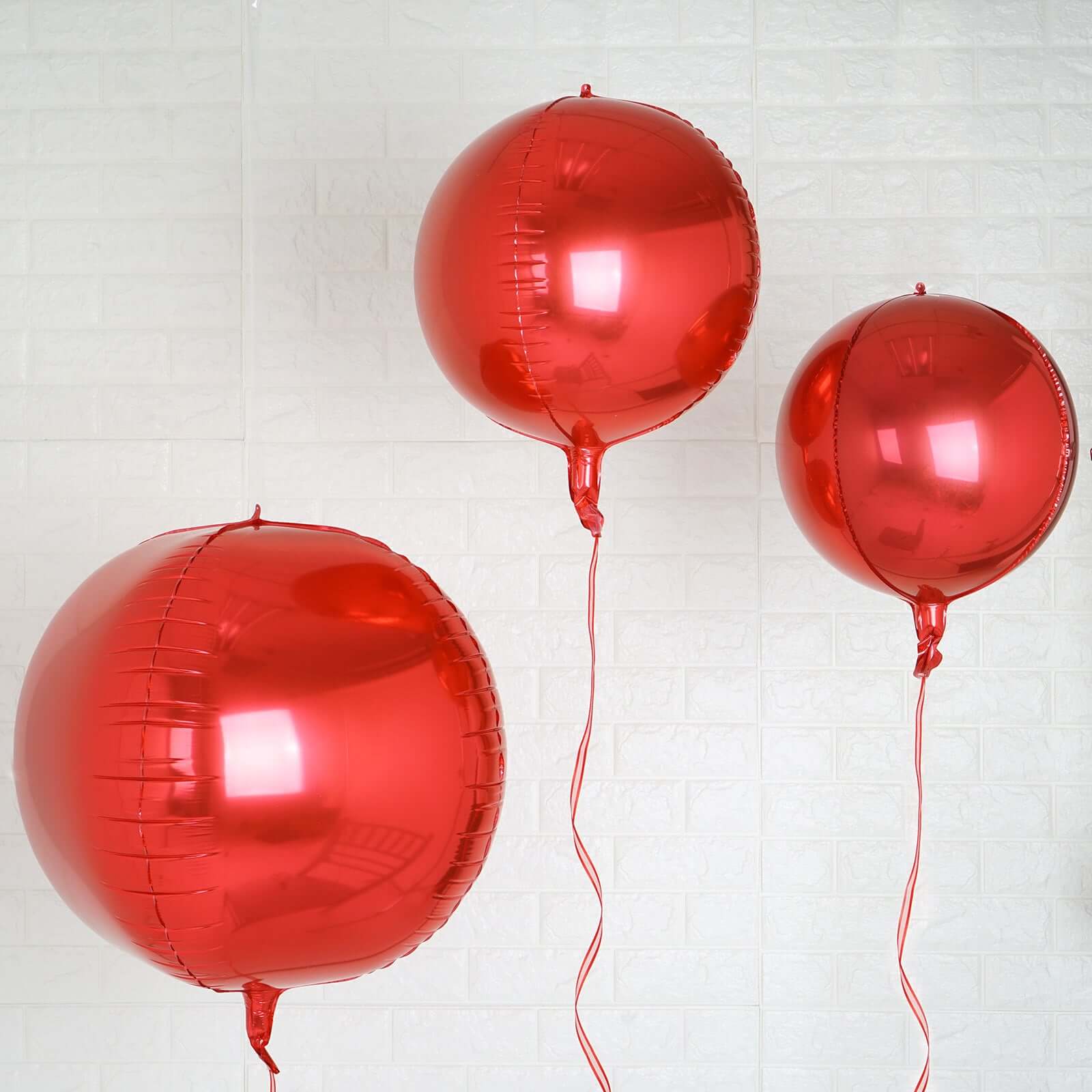 2 Pack 18" 4D Metallic Red Sphere Mylar Foil Helium or Air Balloons