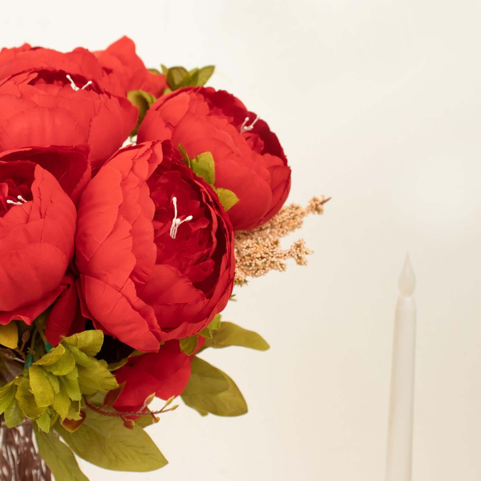 2 Pack 19" Red Artificial Peony Flower Wedding Bouquets, Faux Silk Flower Arrangements