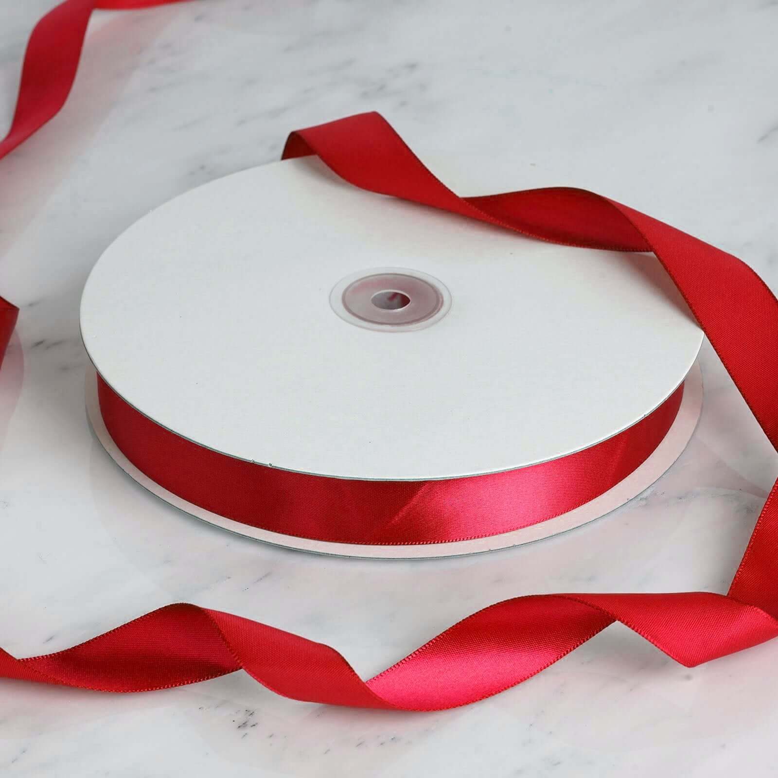 100 Yards 7 8" Red Single Face Decorative Satin Ribbon