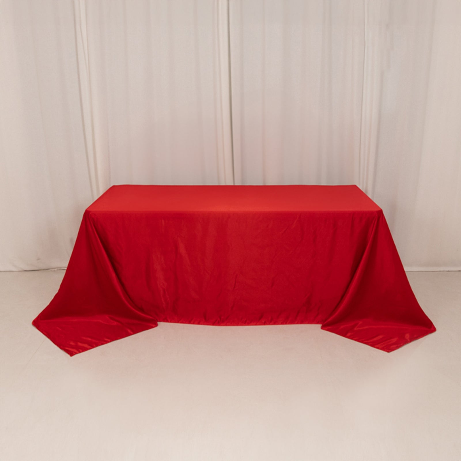 Lamour Satin 90"x132" Rectangle Tablecloth Red - Soft & Silk-Like Seamless Table Cover