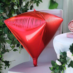 3 Pack 16" Shiny Red 4D Diamond Self-Sealing Reusable Foil Balloon