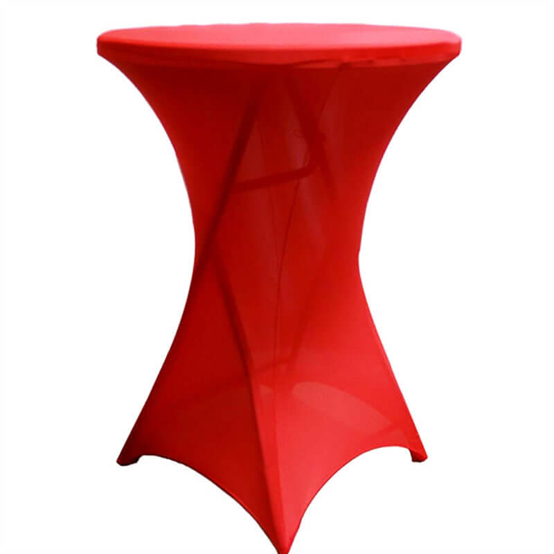 Spandex 24"-32" Round Cocktail Table Cover Red - Easy to Maintain Stretch Fitted Highboy Tablecloth