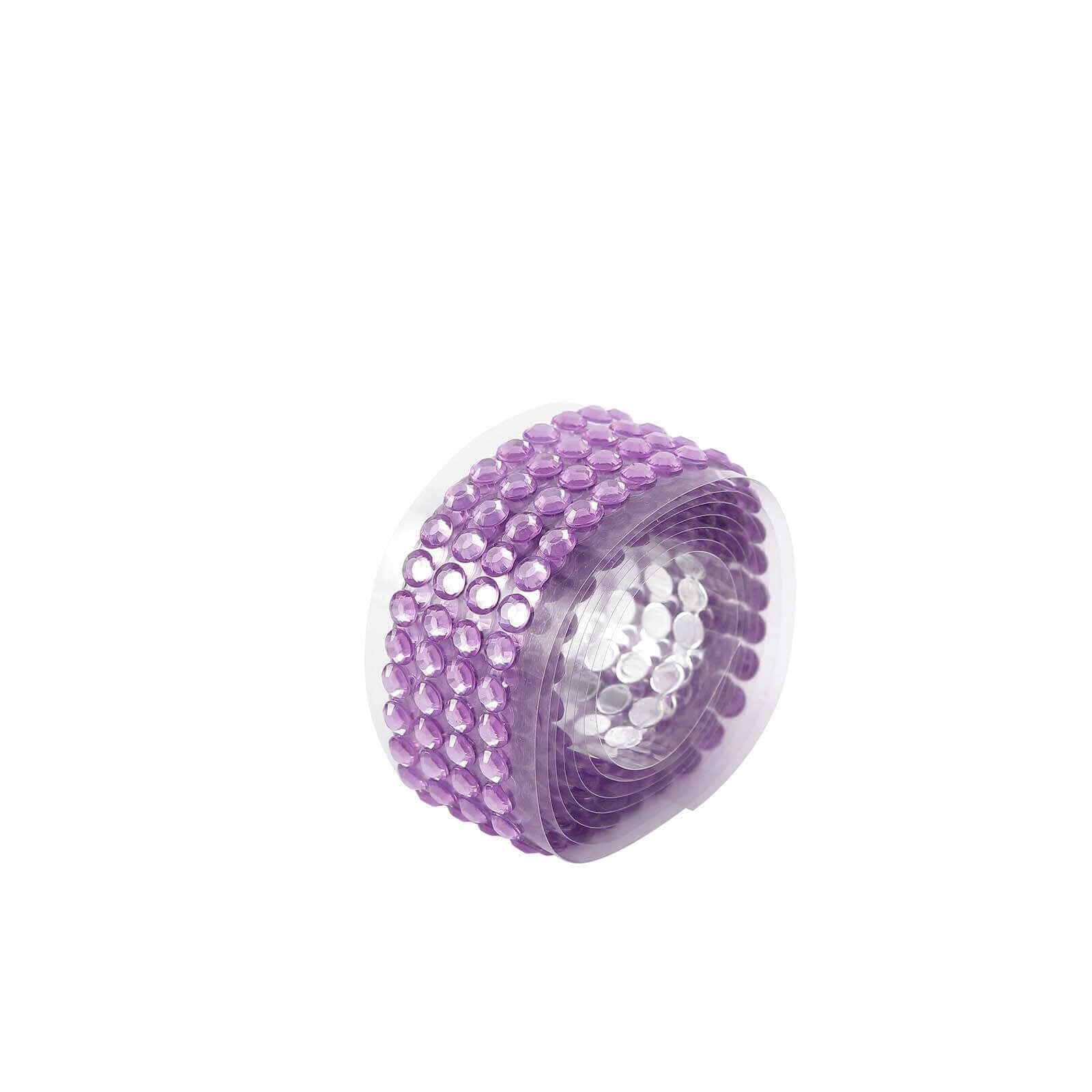 3ft Lavender Lilac Stick-On Rhinestone Tape, DIY Self Adhesive Diamond Gemstone Stickers