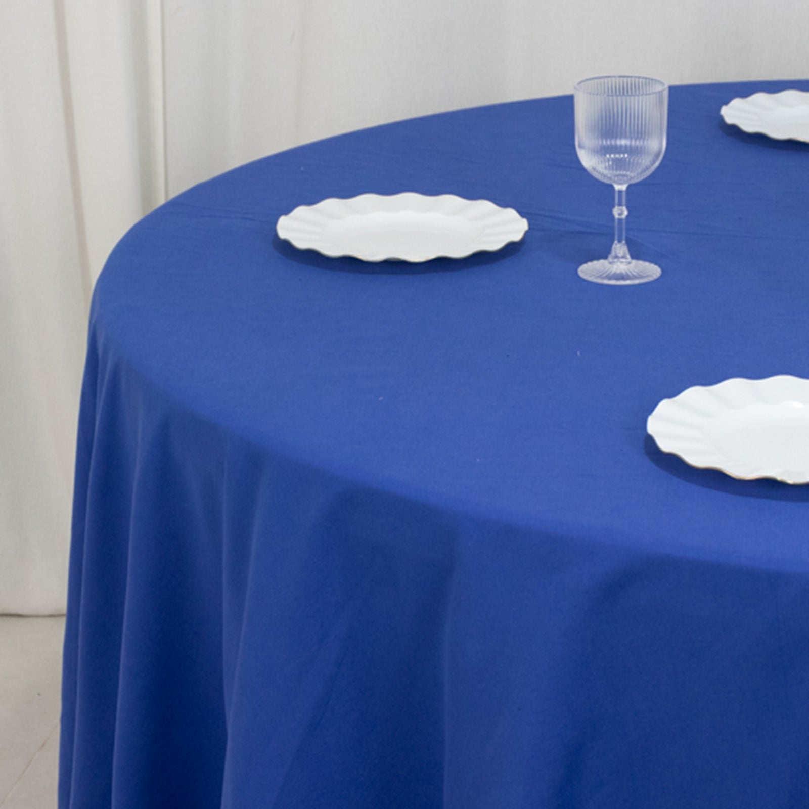 Cotton Blend 108" Round Tablecloth Royal Blue - Wrinkle-Resistant Design