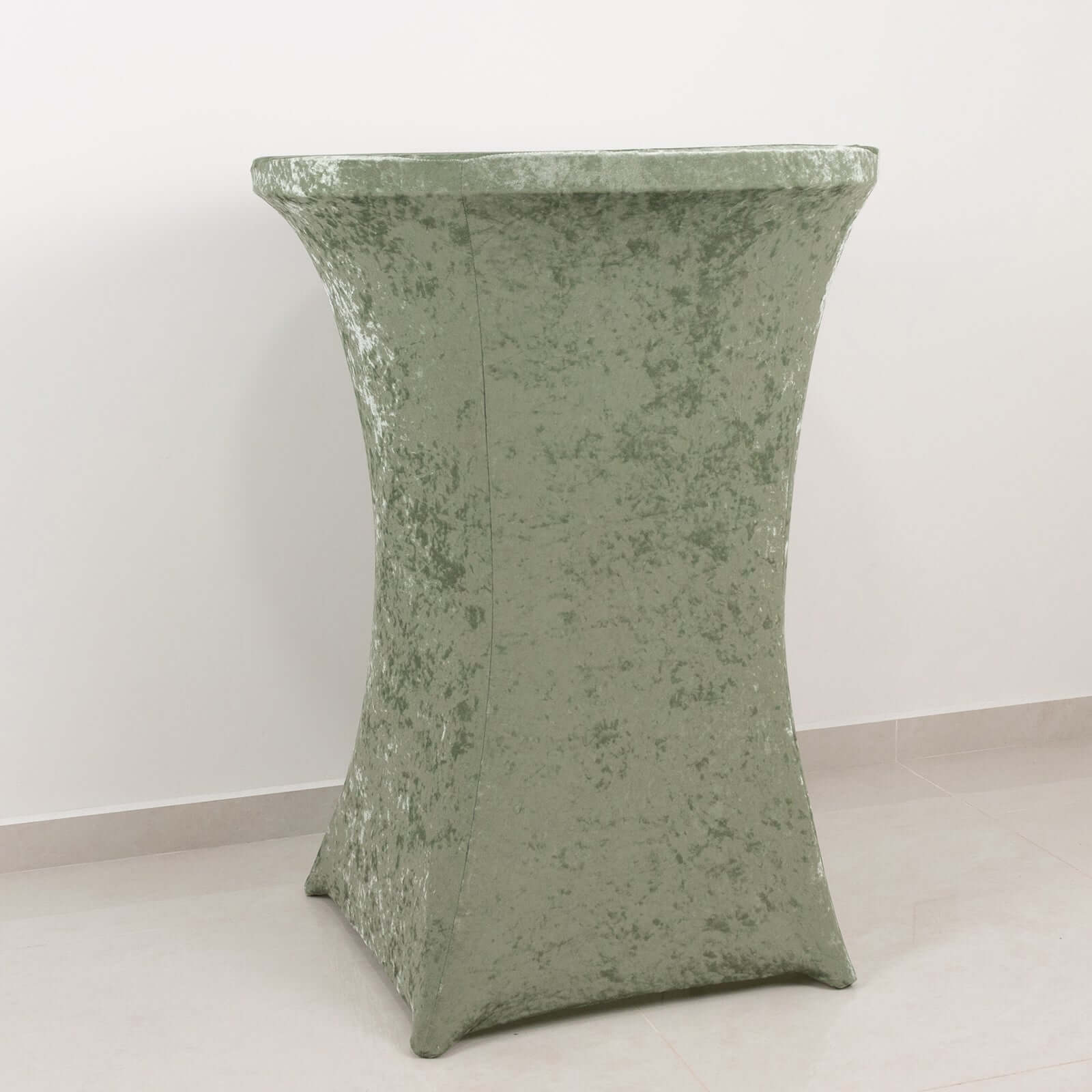 Crushed Velvet Spandex 32" Round Cocktail Table Cover Sage Green Smooth Highboy Tablecloth