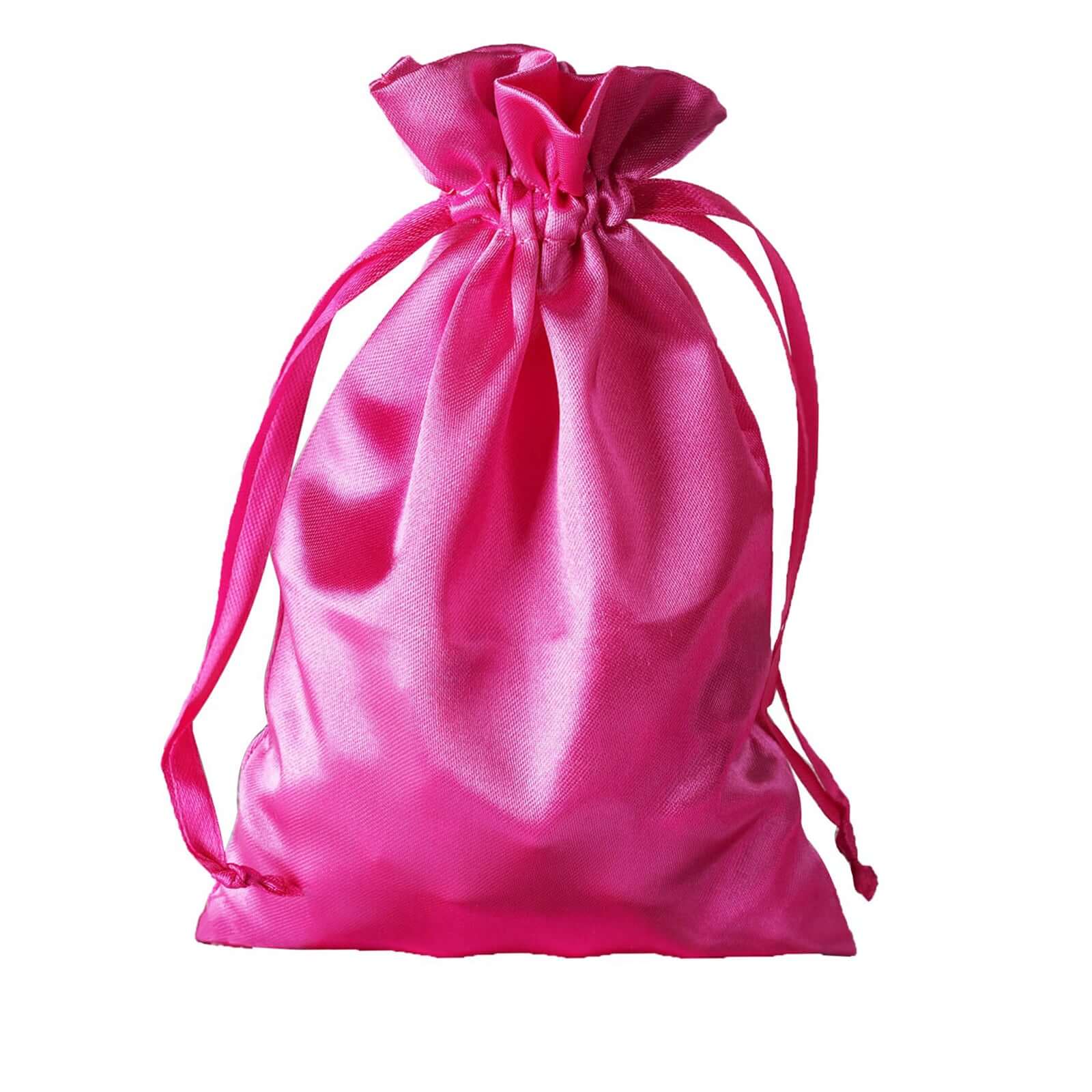 12 Pack 6"x9" Fuchsia Satin Drawstring Wedding Party Favor Gift Bags
