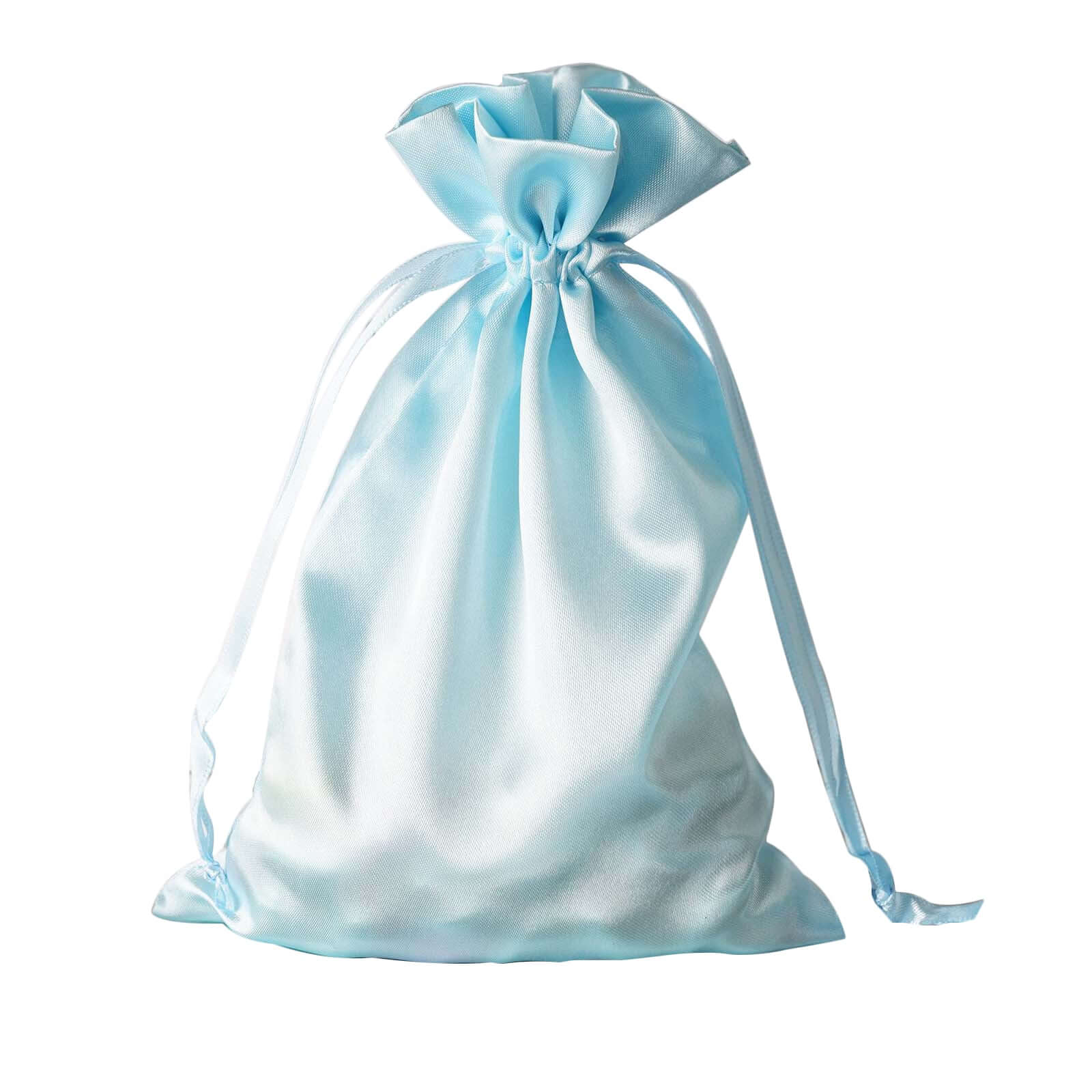 12 Pack 6"x9" Light Blue Satin Wedding Party Favor Bags, Drawstring Pouch Gift Bags